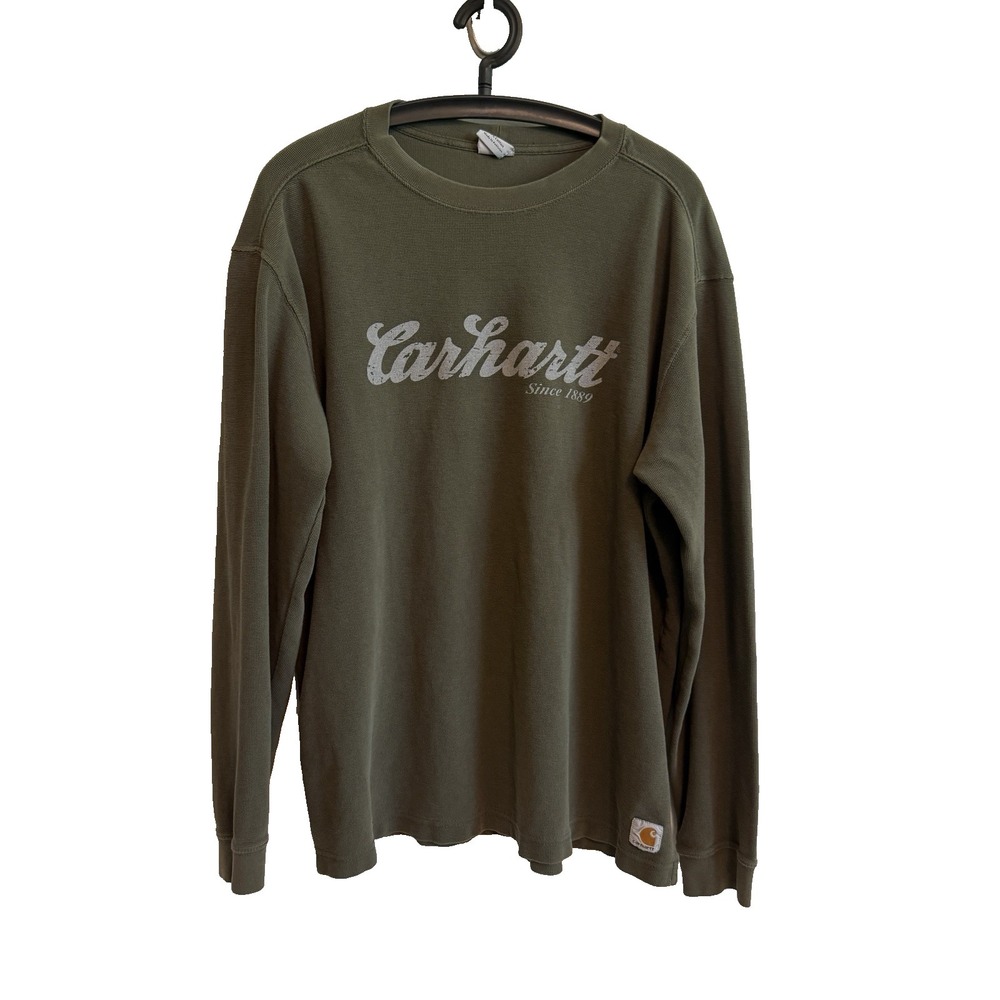 Carhartt Mens Pullover Textured Knit Shirt L Long Sleeve Workwear Utility Casual